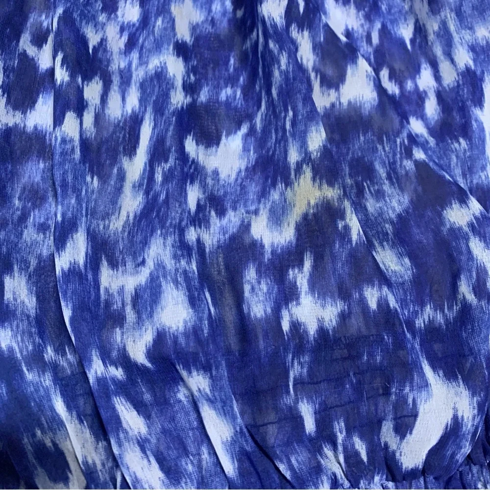 Michael Kors Blue Tie-Dye Blouse with Jems Vneck Collar 2328‎ M